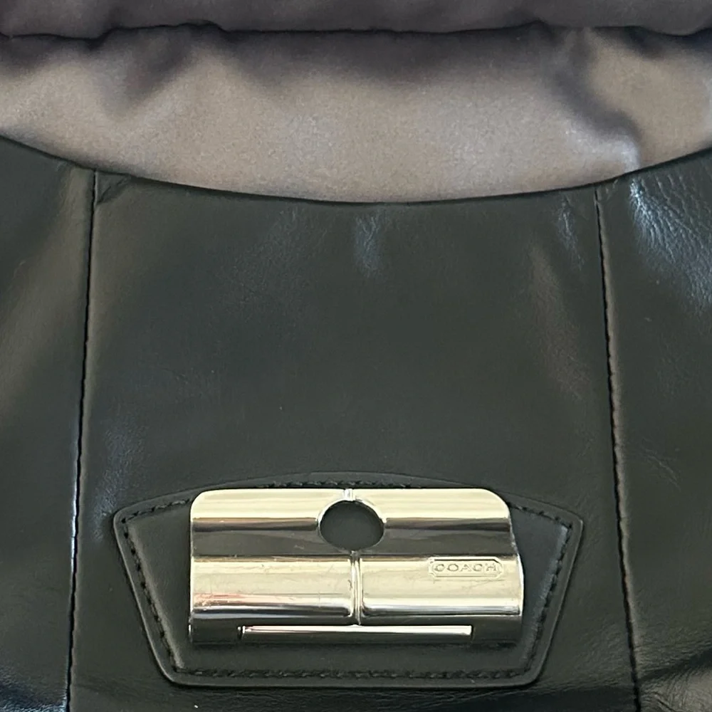 Coach Kristin Woven Leather Hobo Shoulder Bag Satchel Black
